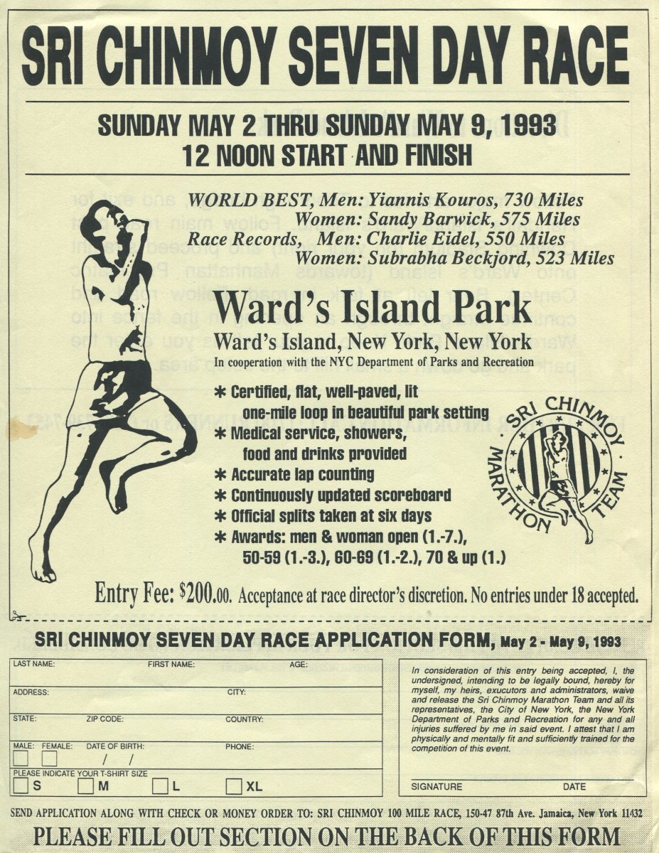 Sixth Annual Sri Chinmoy Seven Day Race, May 2 - 9, 1993